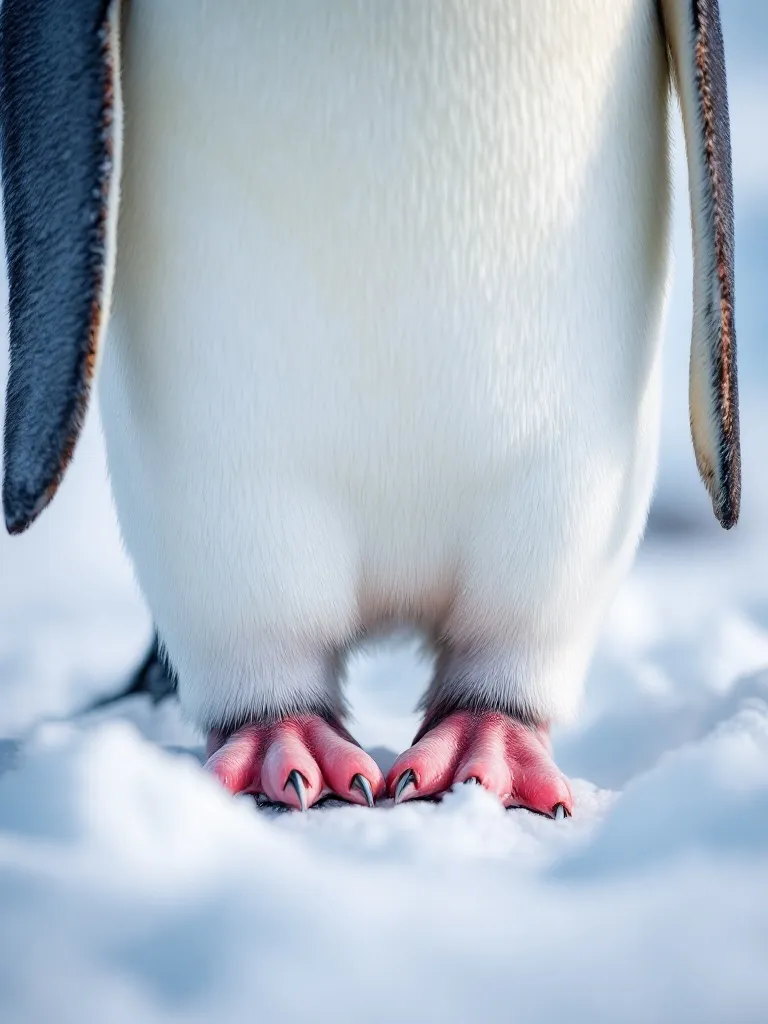 Close-up of an emperor penguin’s feet.
